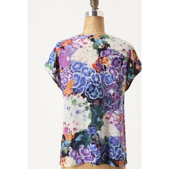 Anthropologie (Maeve) | 100% Silk Tokonoma Floral Top | Size 4 - Picture 2 of 8